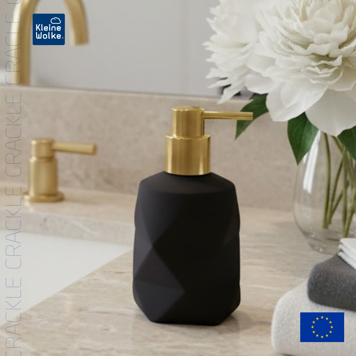 Дозатор для жидкого мыла Kleine Wolke Golden Crackle, черный