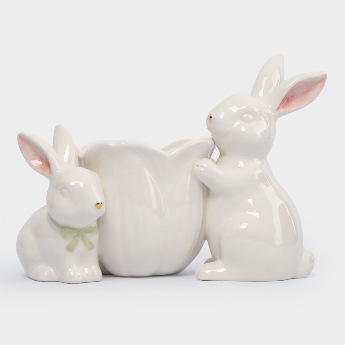 Конфетница Anna Lafarg Пасха Золотая Кролики с цветком