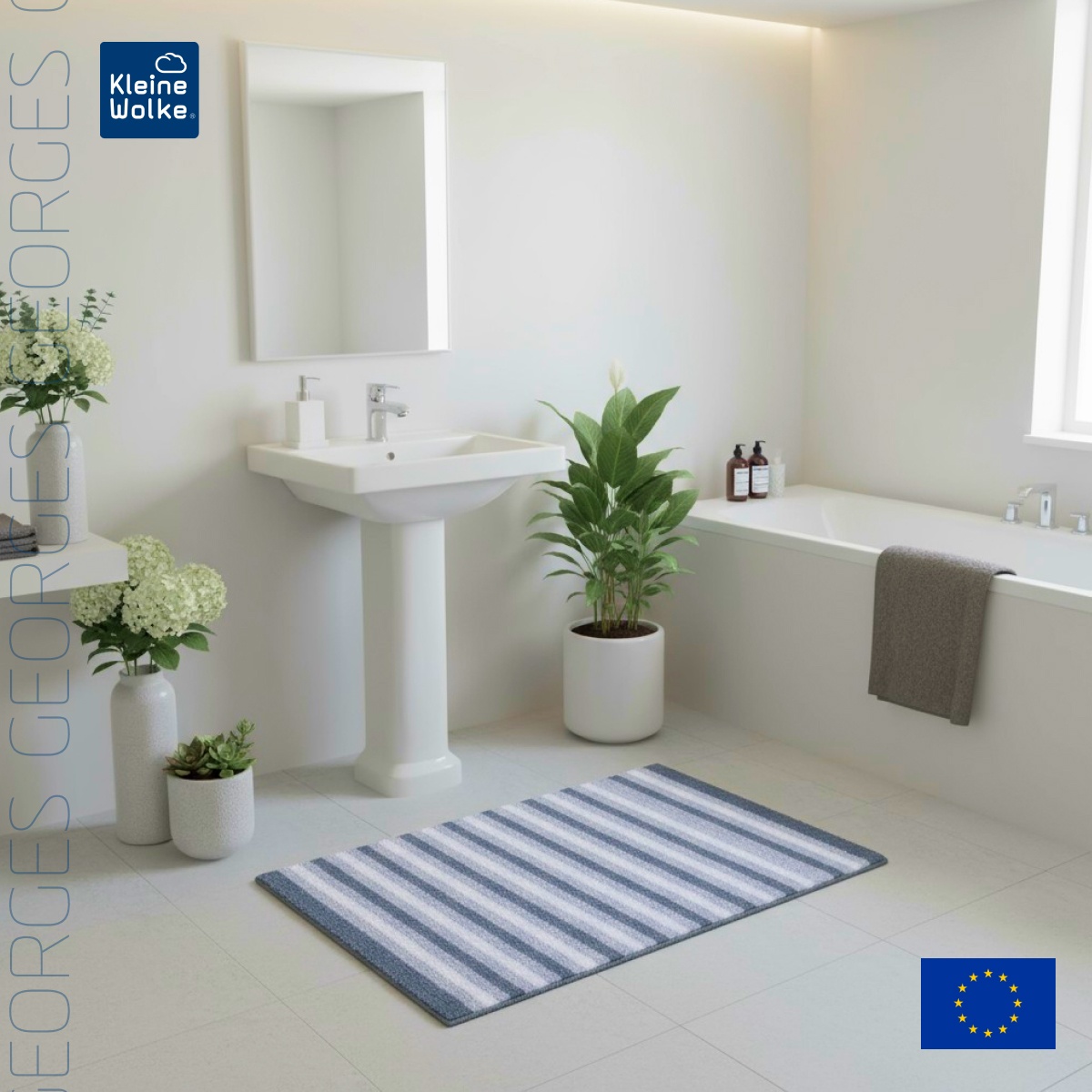 Коврик для ванной комнаты Kleine Wolke George 70x120см, голубой