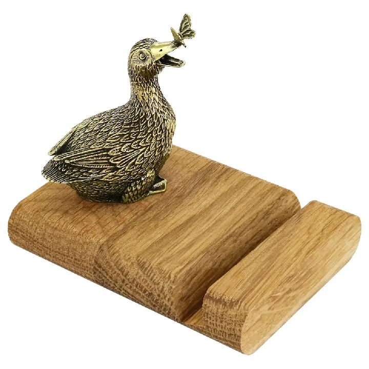 Подставка для телефона Кольчугинский Мельхиор Утка латунь с чернением