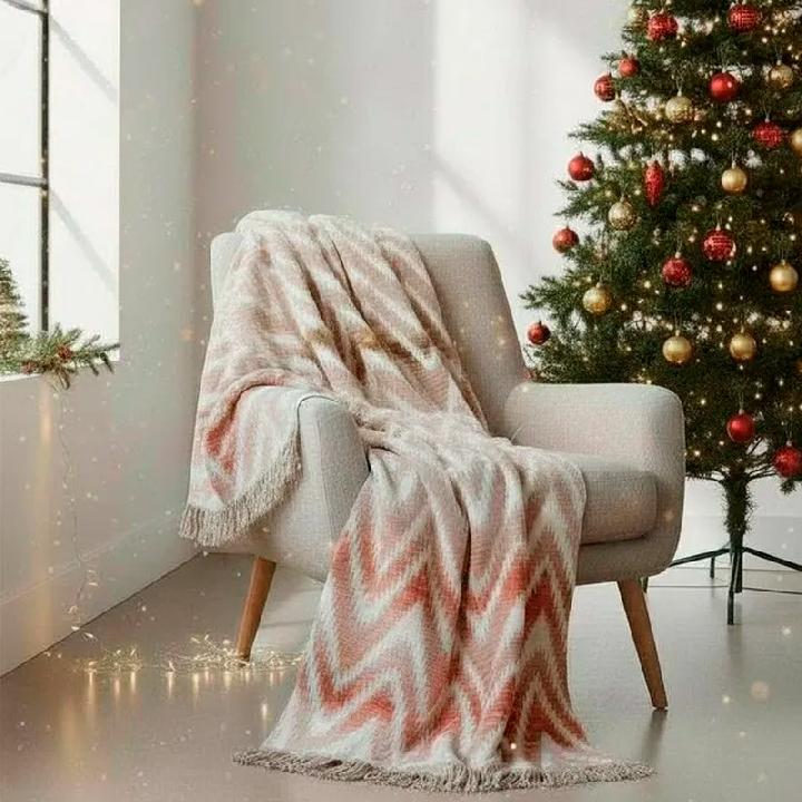 Плед 200x220см Pappel Cotton, красный с бежевым