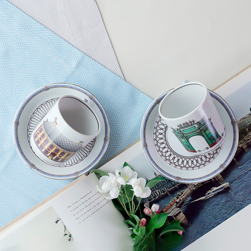 Чайная пара Императорский фарфоровый завод Серебряный город