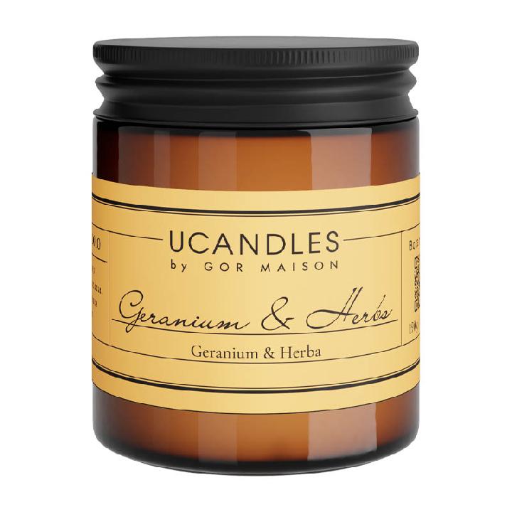 Свеча ароматическая Ucandles by Gor Maison Geranium & Herbs Botanique