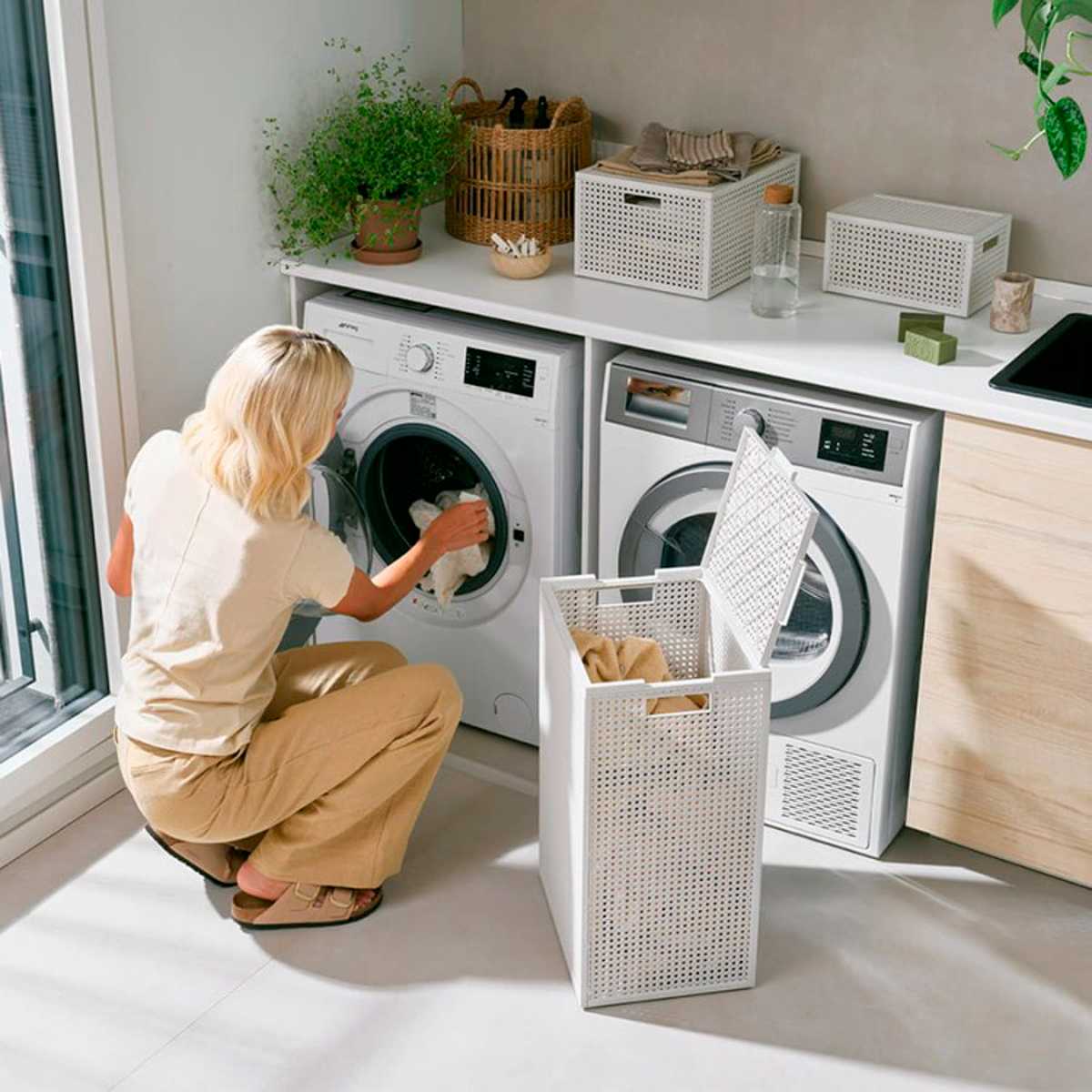 Корзина для белья Curver Kaya 38x29x58,5см, цвет бежевый