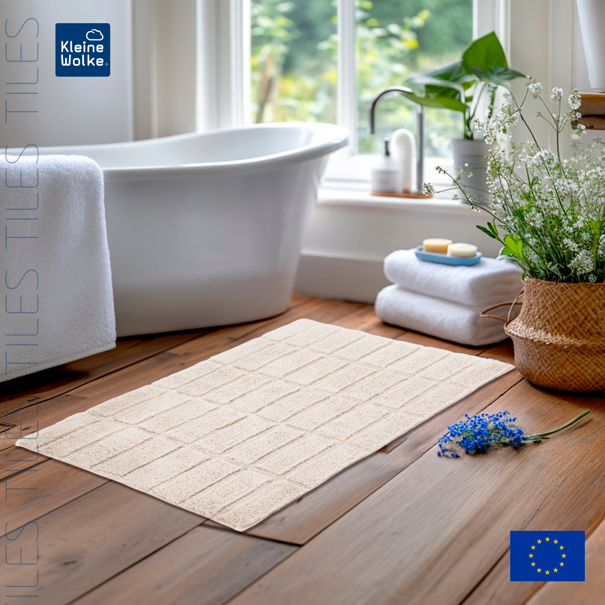 Коврик для ванной комнаты Kleine Wolke Tiles 60x100см, бежевый