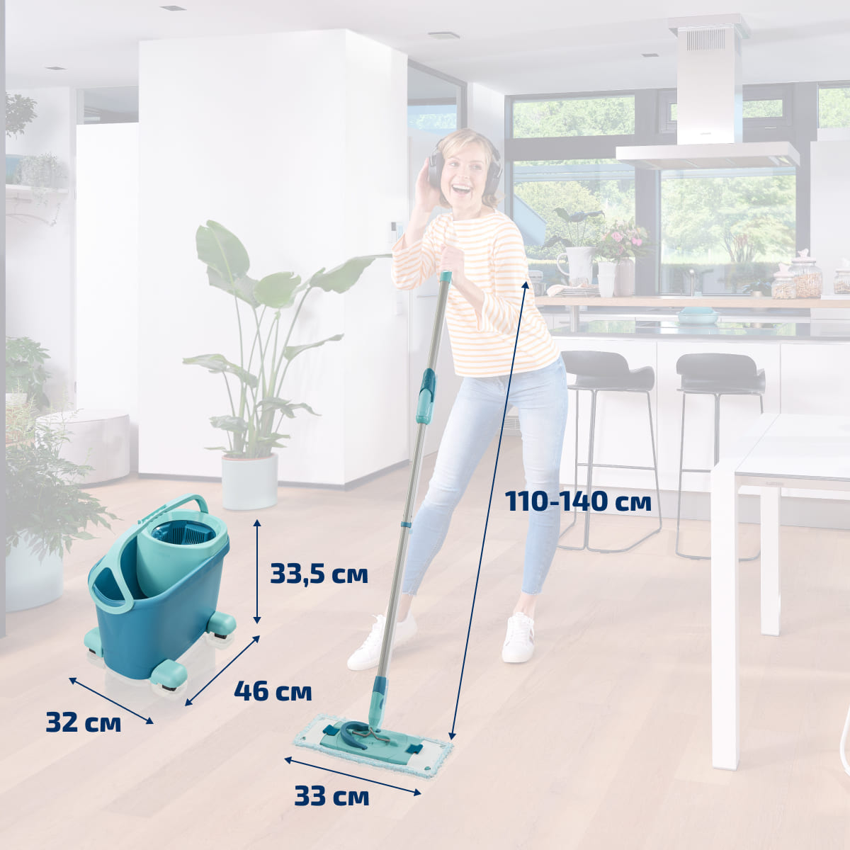 Комплект для влажной уборки Leifheit Clean Twist M Ergo швабра и ведро на колесиках