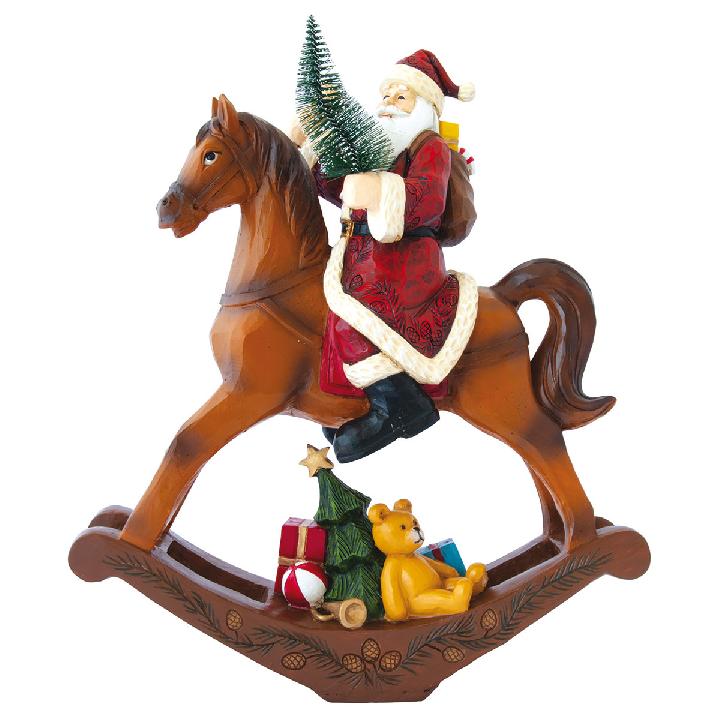 Рождественская фигурка Easy Life Christmas Figurines Санта Клаус на лошадке-качалке