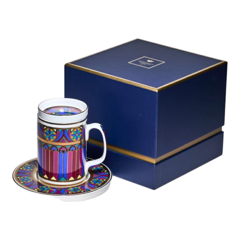 Кружка с блюдцем и крышкой Императорский фарфоровый завод Готический 390мл