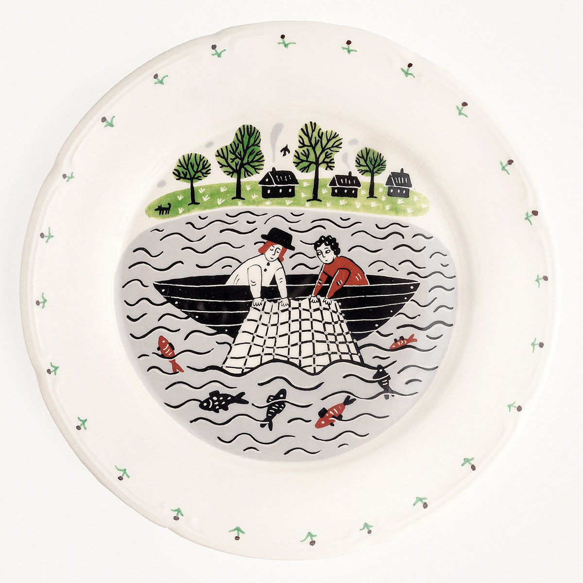 Тарелка закусочная Дымов Керамика Огород Уткина Рыбалка