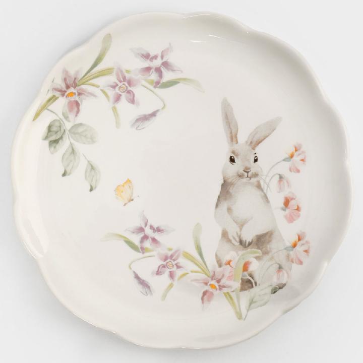 Тарелка закусочная Anna Lafarg Пасха Натуральная Кролик с цветами