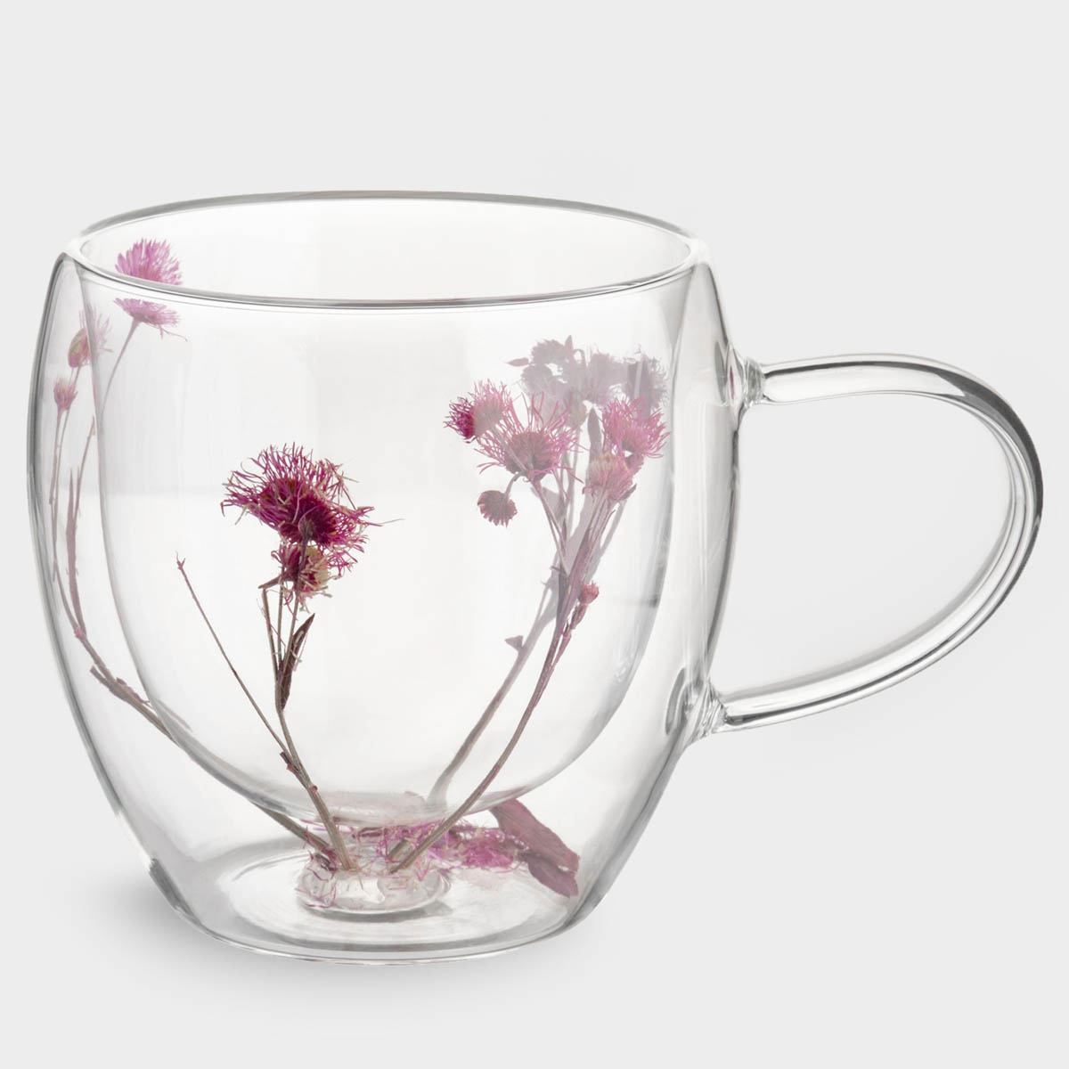 Кружка с сухоцветами внутри Anna Lafarg Лимоны Сиреневые цветы