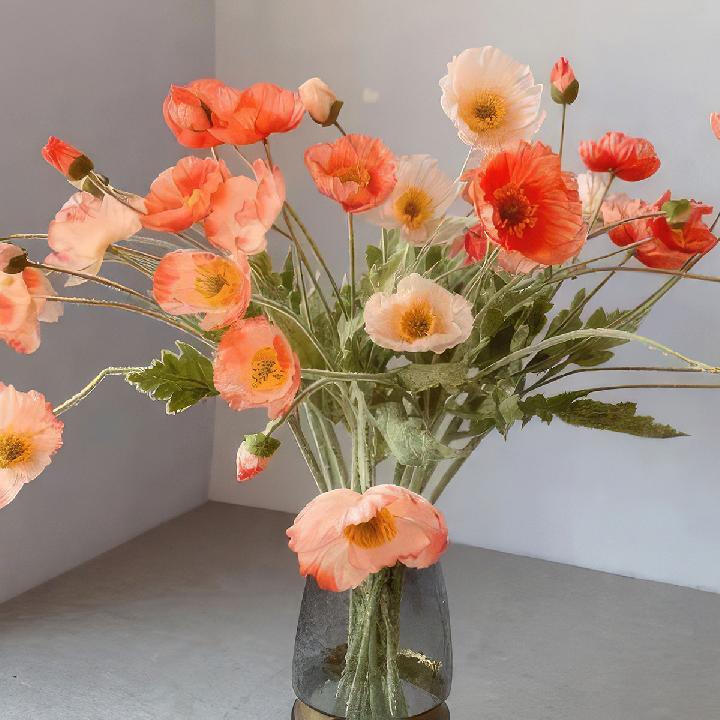 Цветы искусственные FloDecor Мак 56см, коралловый