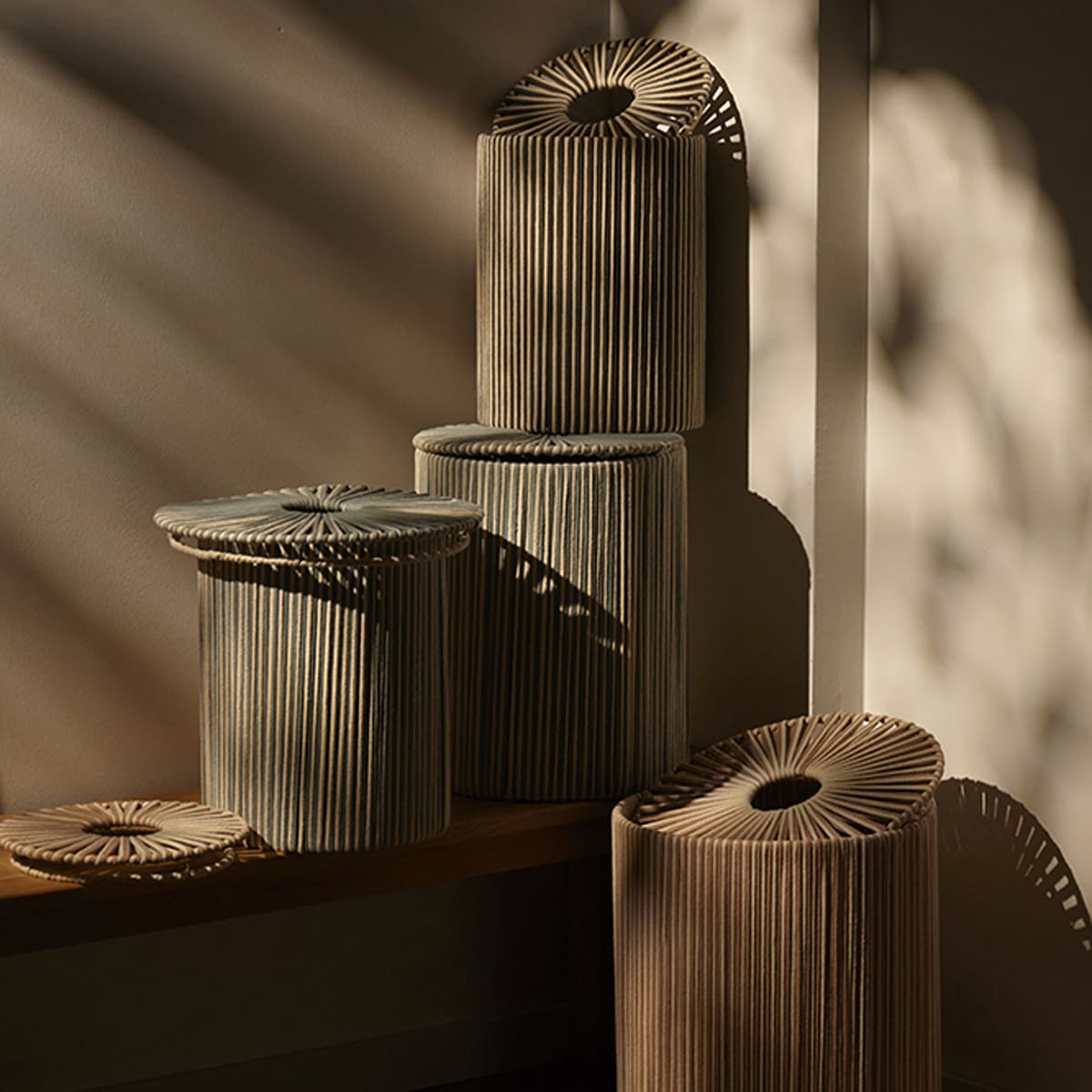 Корзина плетеная Tkano Ethnic Dholak Grey, размер M