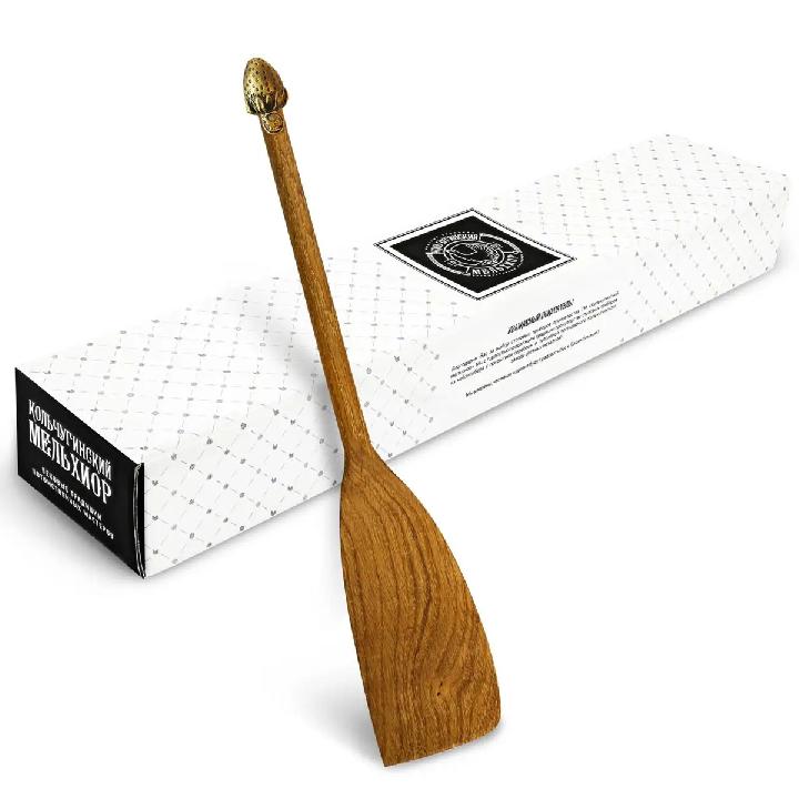 Лопатка Кольчугинский Мельхиор Клубника, деревянная с латунной накладкой широкая