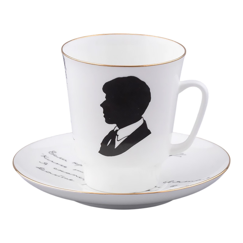 Кофейная пара Императорский фарфоровый завод Русские писатели Сергей Есенин