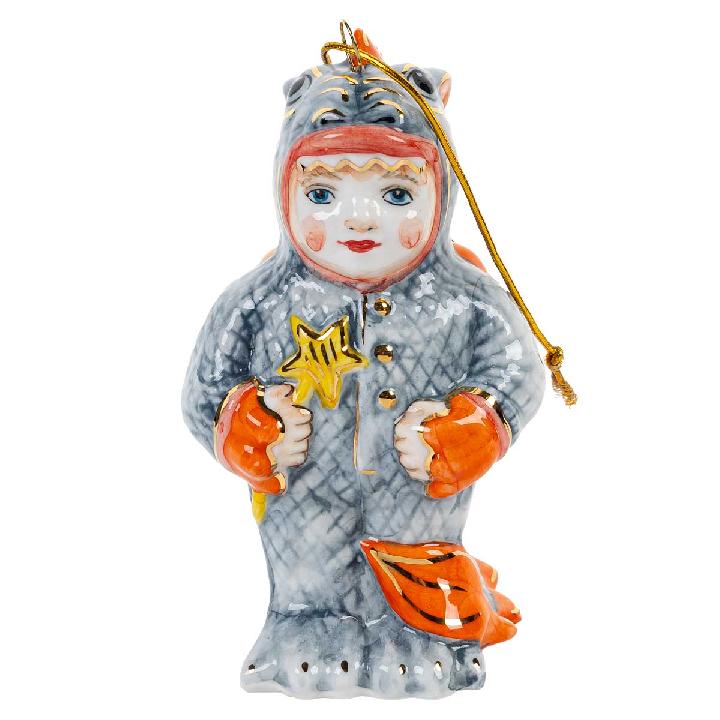 Елочная игрушка Лефортовский фарфор Малыш в костюме дракончика