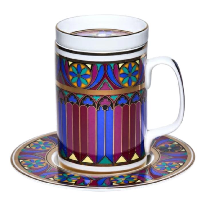 Кружка с блюдцем и крышкой Императорский фарфоровый завод Готический 390мл