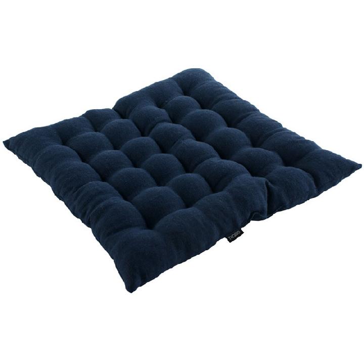 Стеганая подушка на стул из умягченного льна темно-синего цвета Essential 40х40