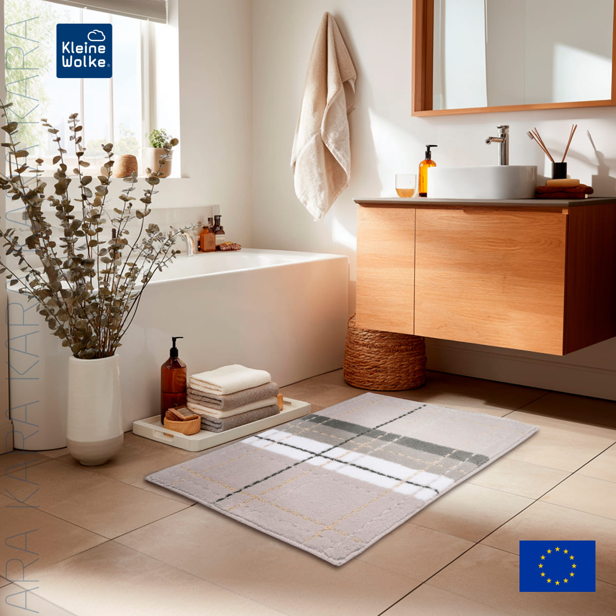 Коврик для ванной комнаты Kleine Wolke Kara 70x120см, цвет светло-серый