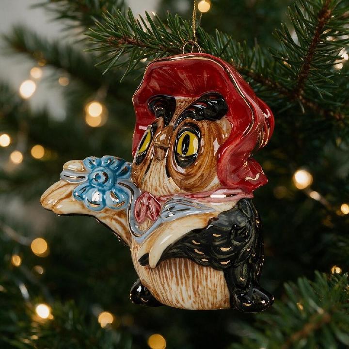 Елочная игрушка Лефортовский фарфор Сова из Винни-Пуха