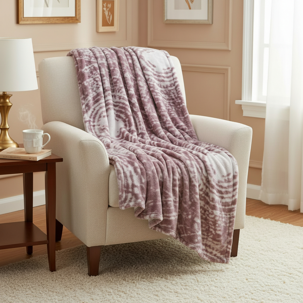 Плед 200x220см Pappel Cotton, белый с бордовым