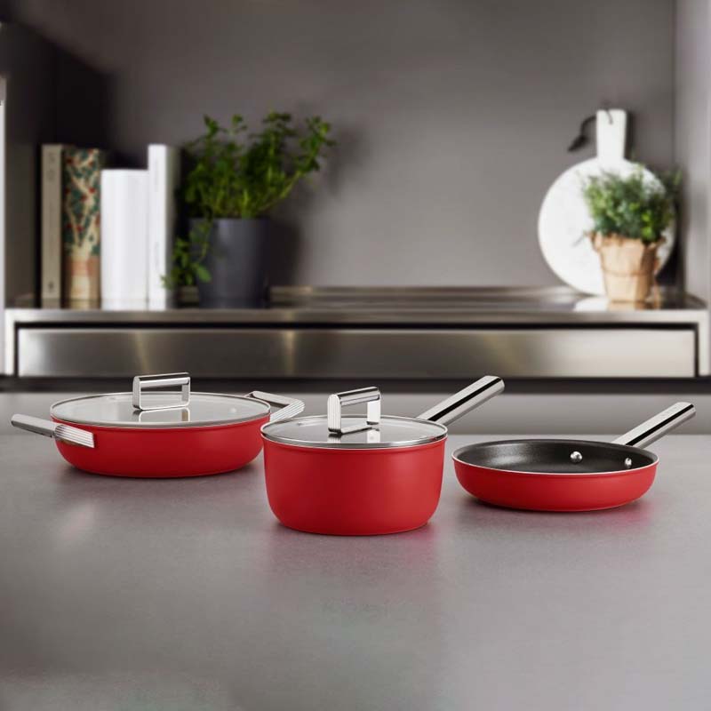 Сотейник с крышкой Smeg 50’s Style 20см, red