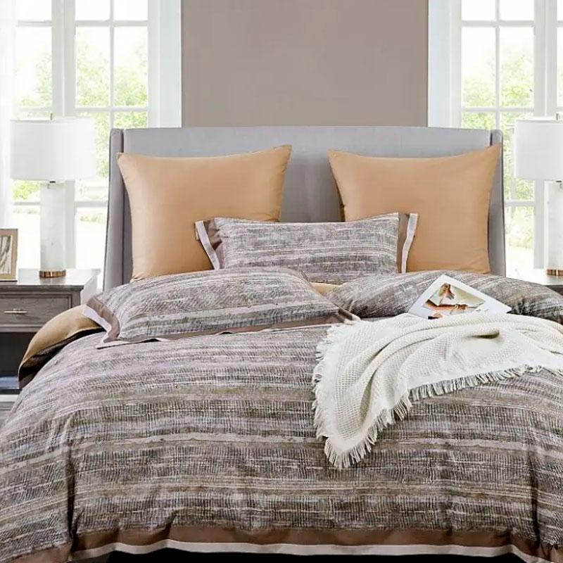 Комплект постельного белья евро Anabella Asabella, узор на серо-коричневом