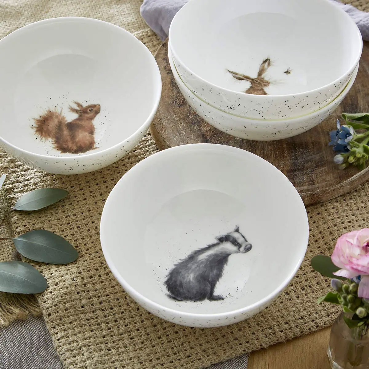 Набор салатников Royal Worcester’s Wrendale Designs Барсук, заяц, белка, лиса 4шт