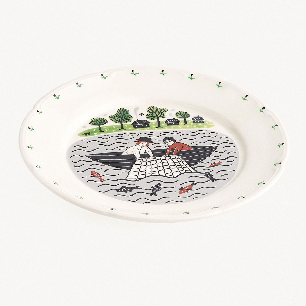 Тарелка закусочная Дымов Керамика Огород Уткина Рыбалка