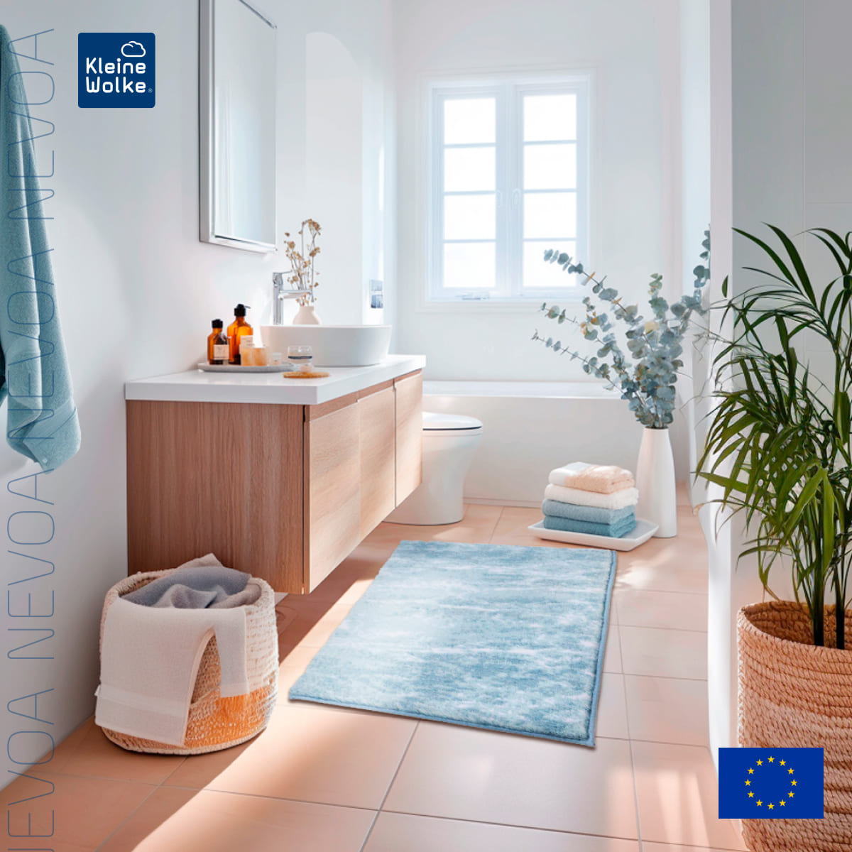 Коврик для ванной комнаты Kleine Wolke Nevoa 70x120см, светло-голубой