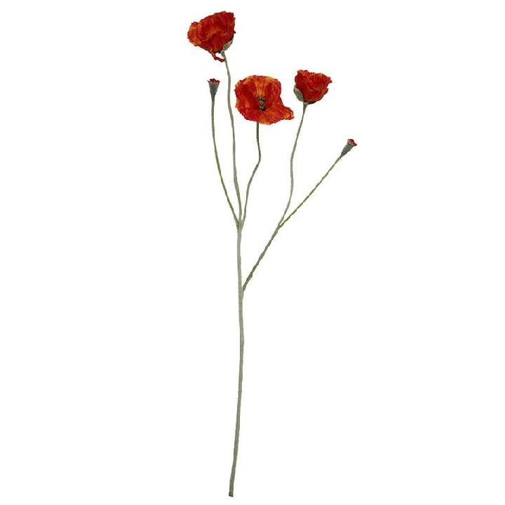 Искусственный цветок Вещицы Мак 67см, красный