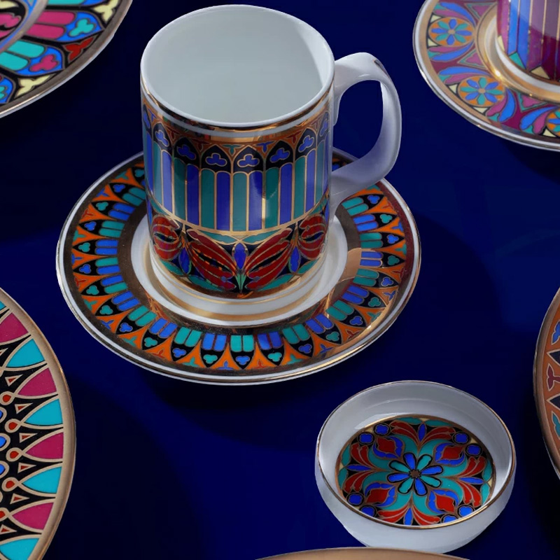 Кружка с блюдцем и крышкой Императорский фарфоровый завод Готический