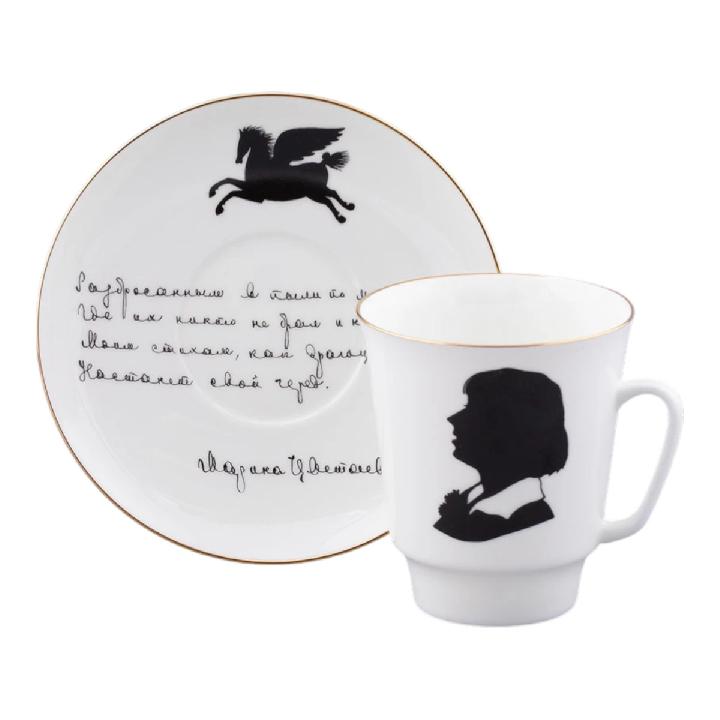 Пара чайная Императорский фарфоровый завод Русские писатели Цветаева