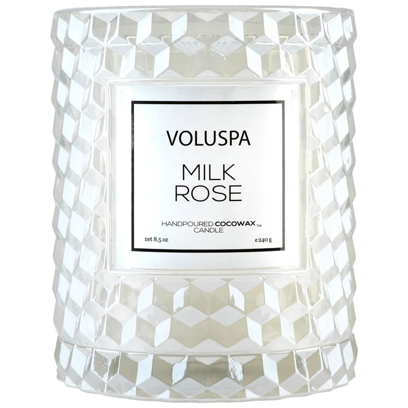 Аромасвеча Voluspa Молочная роза в стеклянном подсвечнике с крышкой