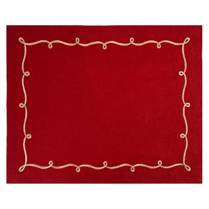 Cалфетка подстановочная Amitile Завиток, цвет бордо вышивка золото