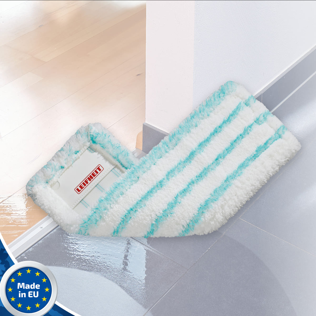 Швабра с рифленой ручкой Leifheit Hausrein micro duo, цвет серебряный