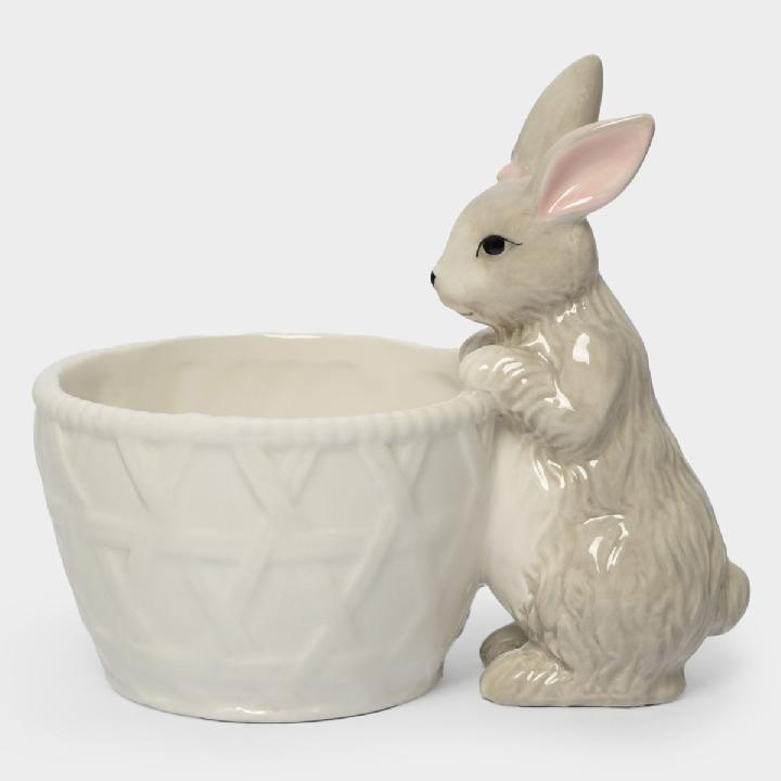 Конфетница Anna Lafarg Пасха Натуральная Кролик с корзинкой