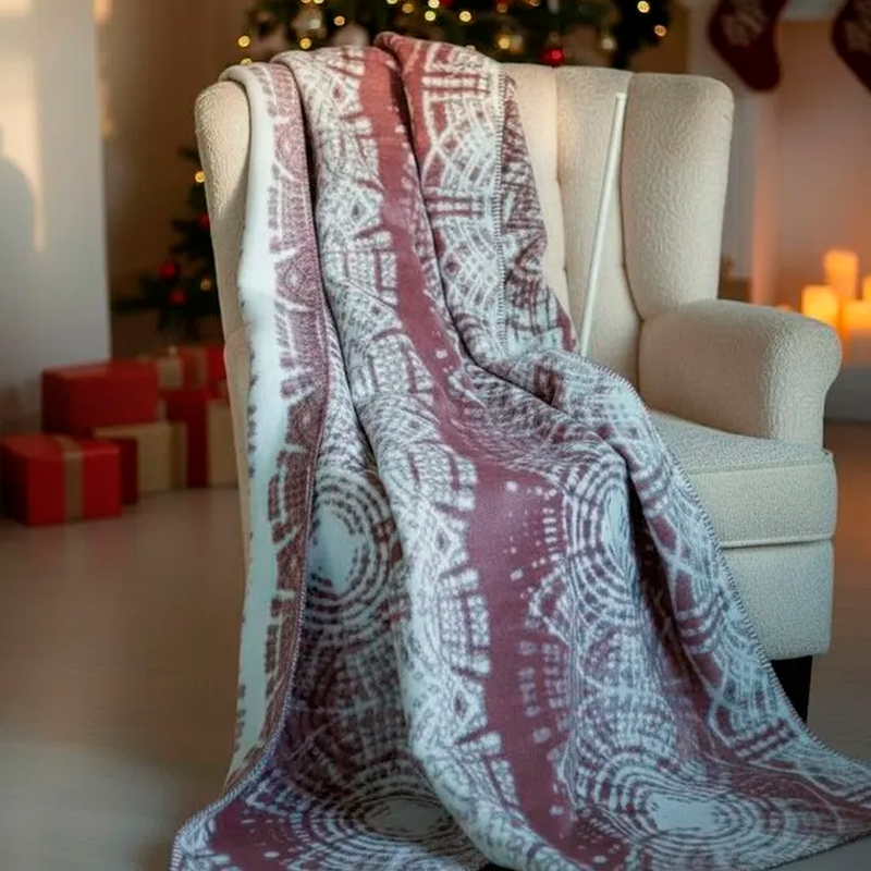 Плед 200x220см Pappel Cotton, белый с бордовым