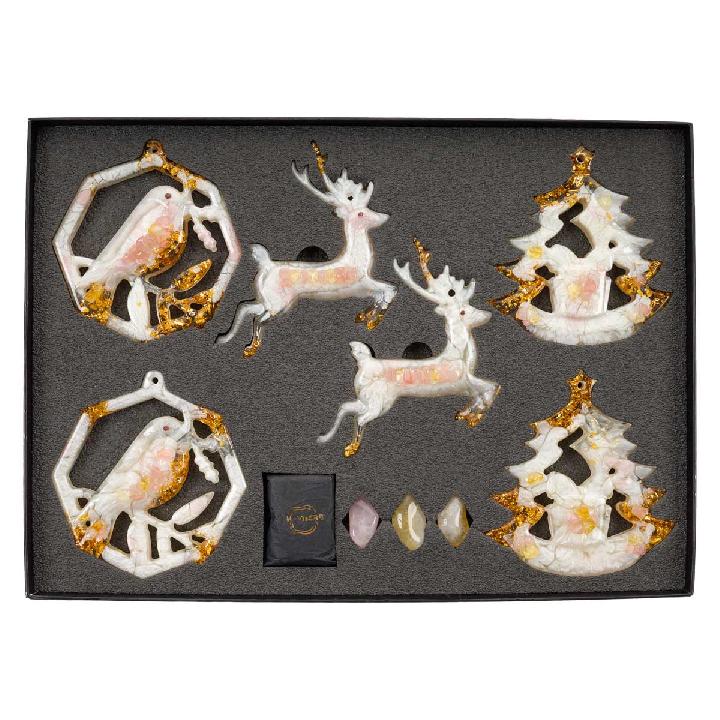 Набор елочных игрушек из розового кварца Incrua 6шт