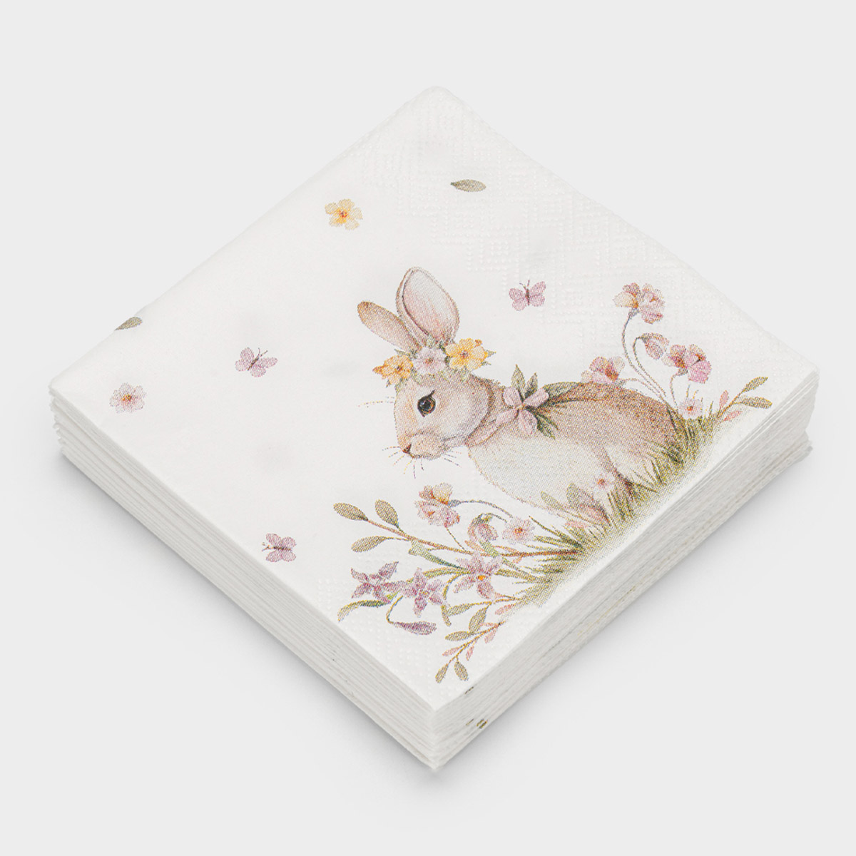 Салфетки бумажные Anna Lafarg Пасха Натуральная Кролик с венком, 20шт
