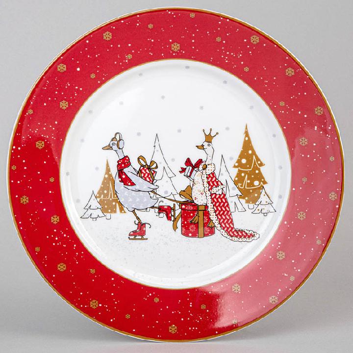 Тарелка обеденная Lefard Family Christmas 25см, цвет красный