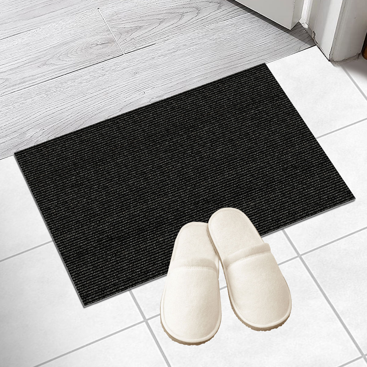 Коврик влаговпитывающий антискользящий Shahintex Практик Ребристый 40х60см, чёрный гранит