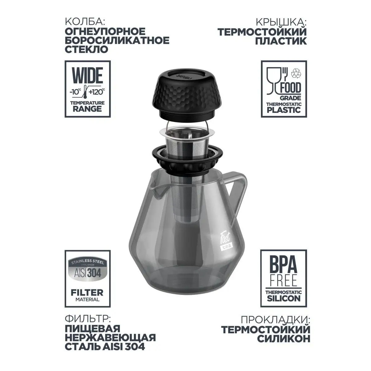 Чайник заварочный универсальный Vitax Fast tea 800мл