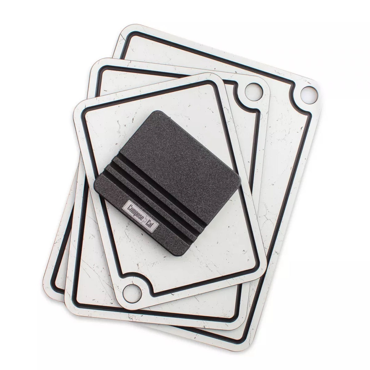 Набор разделочных досок на подставке ComposeEat Elegance мрамор Бьянко, 3шт