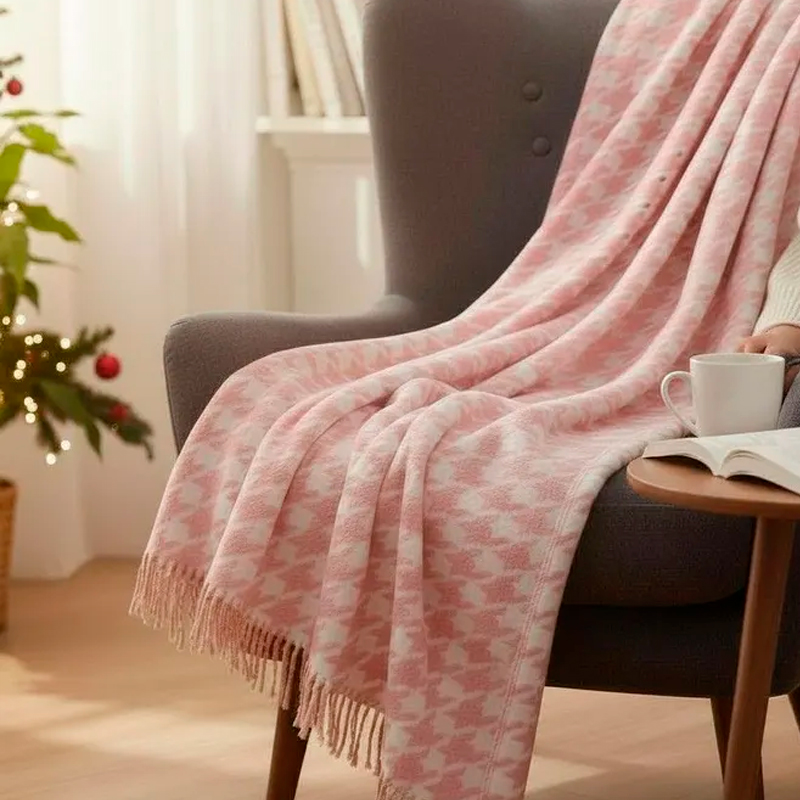 Плед 200x220см Pappel Scotch Jacquard, розовый