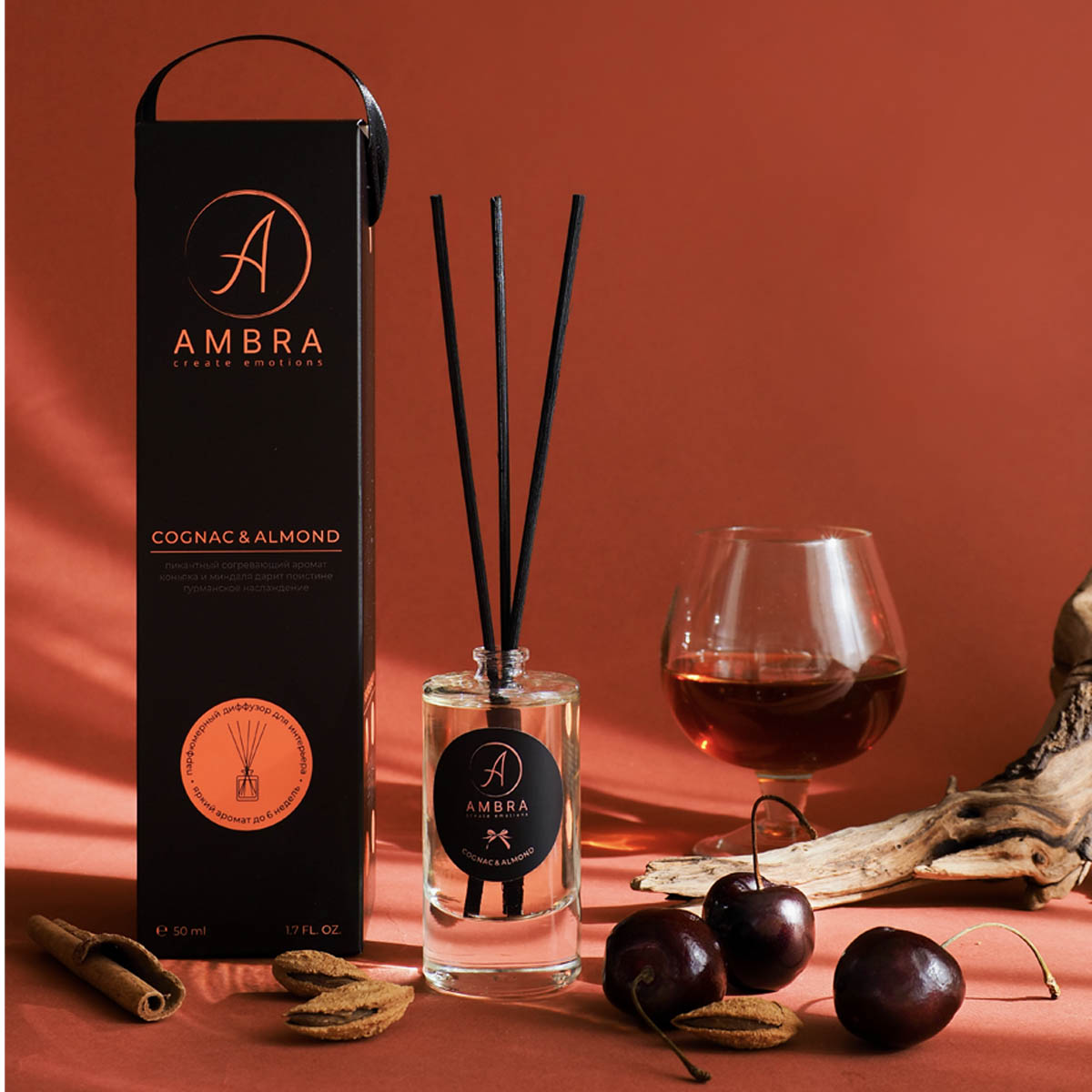Диффузор ароматический Ambra Cognac & Almond 50мл