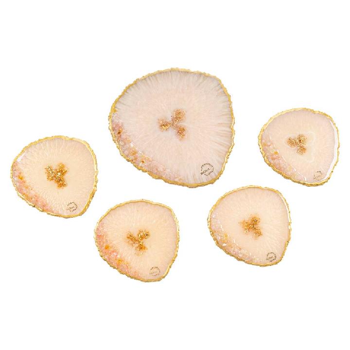 Набор №1 из эпоксидной смолы Incrua Plato (1XL+4L) Розовый кварц, Золото