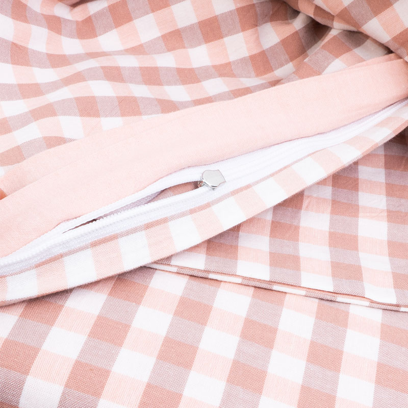 Комплект постельного белья семейный Pappel Chessboard pink, бежево-розовая клетка