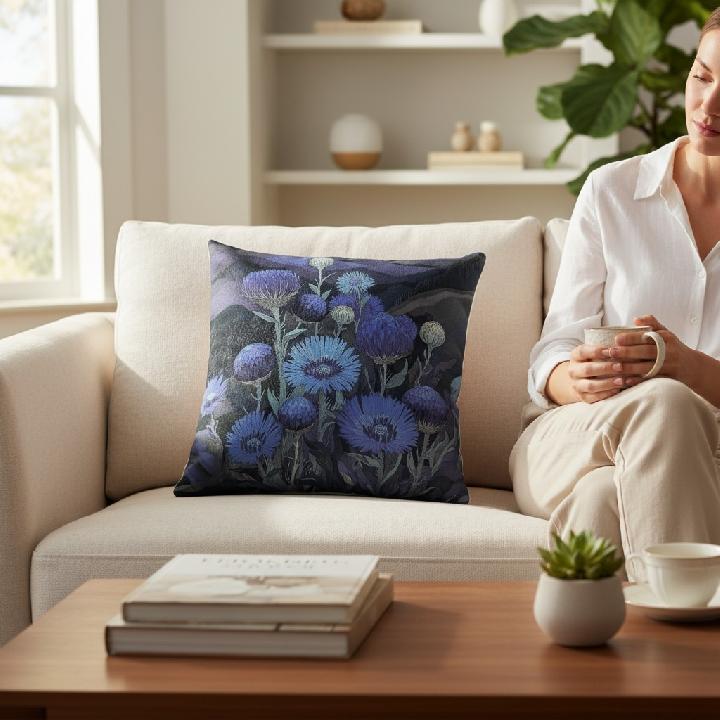 Подушка декоративная Фабрика Цветы Синие васильки