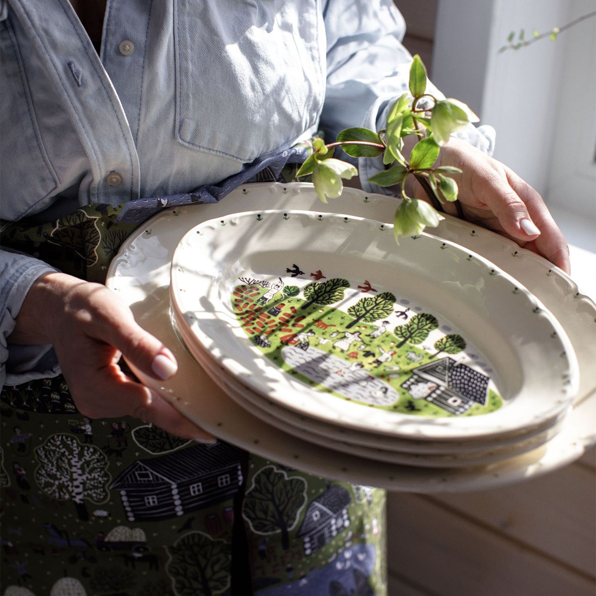 Блюдо овальное Дымов Керамика Огород Уткина Деревня 29x20см